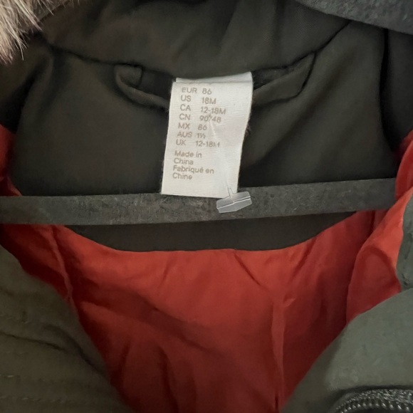 H&M Olive Green Fur-Trimmed Hooded Jacket - Picture 3 of 3